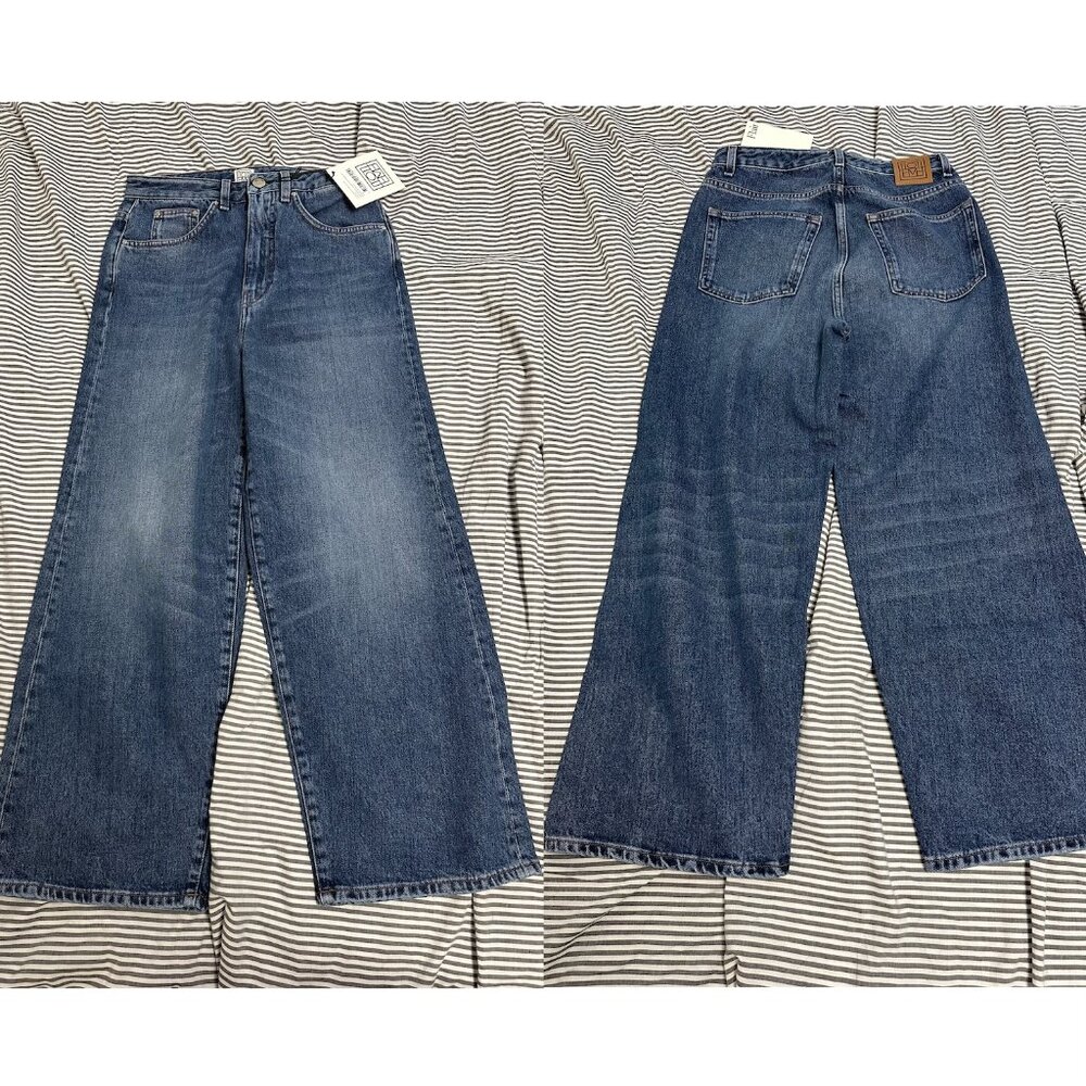 NWT Toteme Flair Wide Leg High Waist Denim Washed Blue 27/30